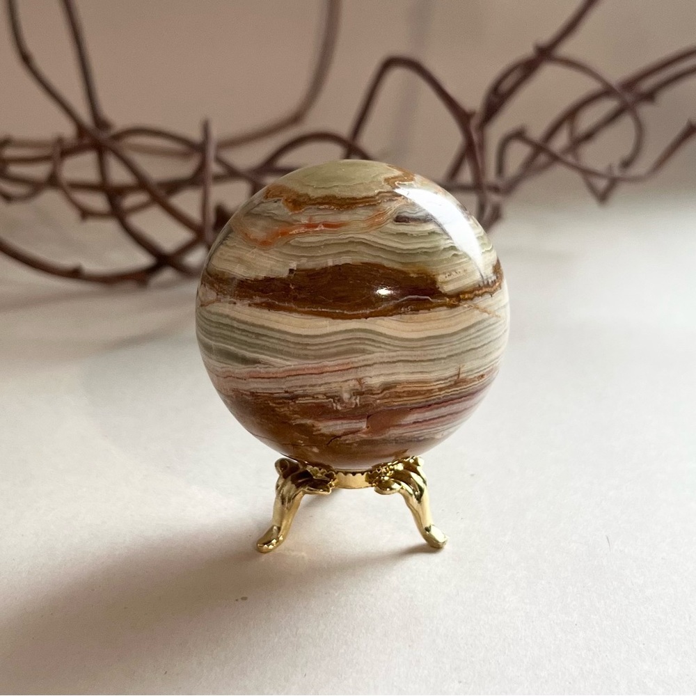 Green Calcite Onyx Sphere - Picture 13 of 15
